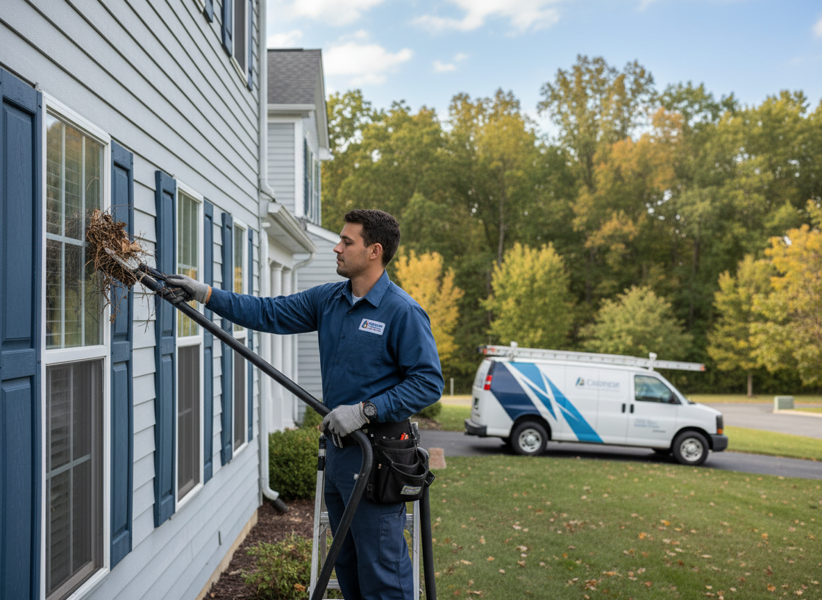 Clearing Leaf Debris from Exterior Air Duct Vents in Blue Ash